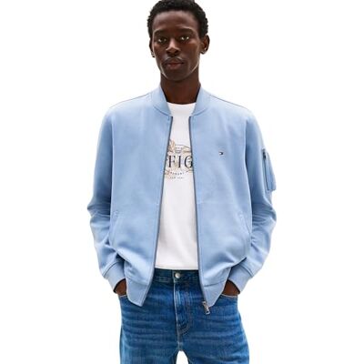 Tommy Hilfiger Men’s Essential Bomber Jacket with Zip, Blue (Brisk Blue), S Tommy Hilfiger Men’s Essential Bomber Jacket with Zip, Blue (Brisk Blue), S