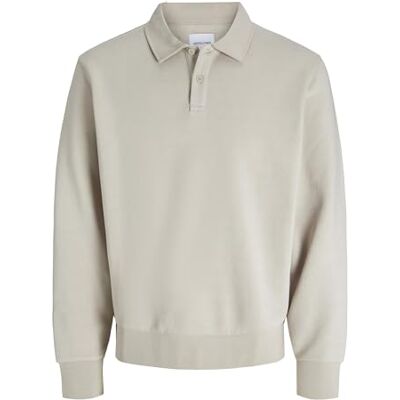 JACK & JONES Mens Sweat Polo Long Sleeve Moonbeam S JACK & JONES Mens Sweat Polo Long Sleeve Moonbeam S