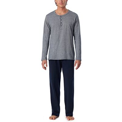 Schiesser Men's Long Pyjamas with Button Placket Nightwear Set Schiesser Men's Long Pyjamas with Button Placket Nightwear Set