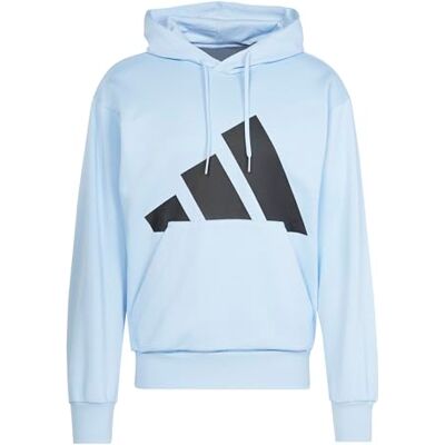 adidas Men's ESSENTIALS BIG LOGO FLEECE HOODIE, glow blue/black, L adidas Men's ESSENTIALS BIG LOGO FLEECE HOODIE, glow blue/black, L