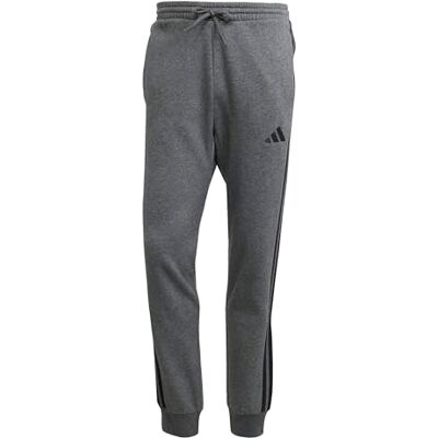 adidas Men's Essential Three Stripes Fleece Pants, Dark Grey Heather/Black, XXL adidas Men's Essential Three Stripes Fleece Pants, Dark Grey Heather/Black, XXL