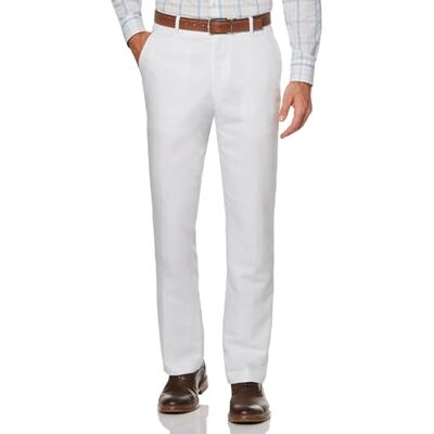 Perry Ellis Men's Linen Suit Pant Dress, Bright White Twill, 38W x 29L Perry Ellis Men's Linen Suit Pant Dress, Bright White Twill, 38W x 29L