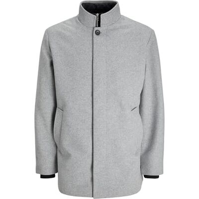 JACK & JONES Male Wool Coat Wool Coat, Light Grey Mix, M JACK & JONES Male Wool Coat Wool Coat, Light Grey Mix, M