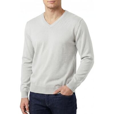 Castle Point Men’s 100% Cotton Knitted Jumper Lightweight V-Neck Pullover Sweater Classic Everyday Casual Knitwear (Light Grey, S) Castle Point Men’s 100% Cotton Knitted Jumper Lightweight V-Neck Pullover Sweater Classic Everyday Casual Knitwear (Light Grey, S)