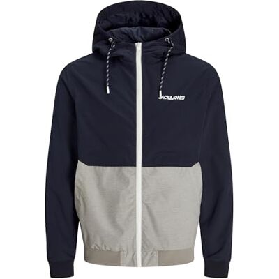 JACK & JONES Men's Jjerush Hood Bomber Noos Softshell Jacket, Sky Captain, XXL JACK & JONES Men's Jjerush Hood Bomber Noos Softshell Jacket, Sky Captain, XXL