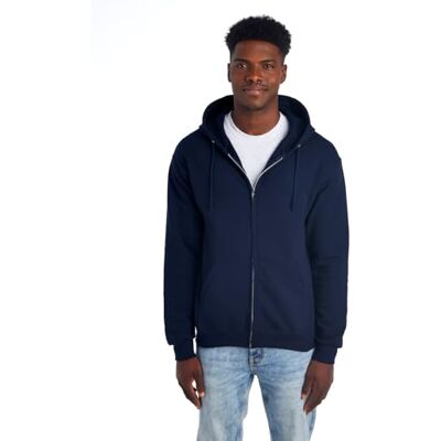 Jerzees Men's Fleece Hooded Sweatshirt, Full Zip-Navy, XL Jerzees Men's Fleece Hooded Sweatshirt, Full Zip-Navy, XL
