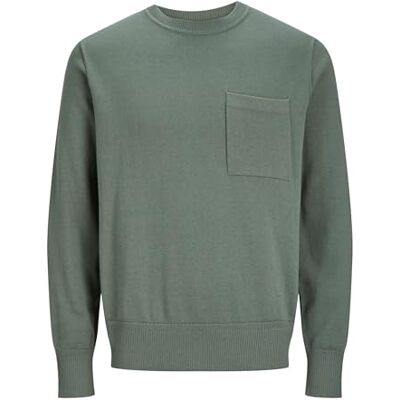 JACK & JONES Men's Jconeal Knit Crew Neck Jumper, Agave Green, X-Small JACK & JONES Men's Jconeal Knit Crew Neck Jumper, Agave Green, X-Small