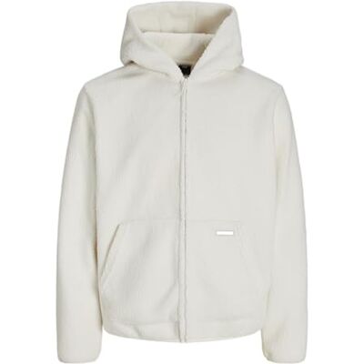 JACK & JONES Jcogrid Fleece Sweat Zip Hood, Cloud dancer, S JACK & JONES Jcogrid Fleece Sweat Zip Hood, Cloud dancer, S