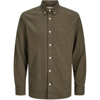 JACK & JONES Jprblubrook Twill Solid L/S Shirt Sn, Stone Gray, S JACK & JONES Jprblubrook Twill Solid L/S Shirt Sn, Stone Gray, S