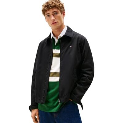 Tommy Hilfiger Men’s Classic Ivy Transitional Jacket with Zip, Black (Black), S Tommy Hilfiger Men’s Classic Ivy Transitional Jacket with Zip, Black (Black), S