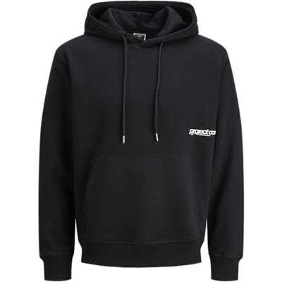 JACK & JONES Jcounion Minimal Print Sweat Hood, black, M JACK & JONES Jcounion Minimal Print Sweat Hood, black, M
