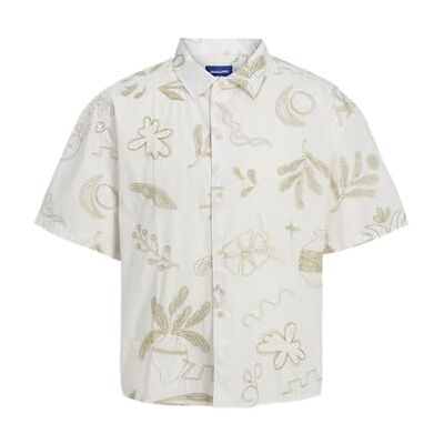 JACK & JONES Jorcurtis Emb Oversized Shirt Ss, Cloud Dancer, XS JACK & JONES Jorcurtis Emb Oversized Shirt Ss, Cloud Dancer, XS