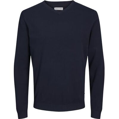 JACK & JONES Men's Jjebasic Knit V-Neck Noos Jumper, Blue (Navy Blazer), Small JACK & JONES Men's Jjebasic Knit V-Neck Noos Jumper, Blue (Navy Blazer), Small