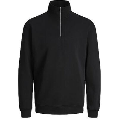 JACK & JONES Men's Jjebradley Sweat Half Zip Noos Sweatshirt, black, XS JACK & JONES Men's Jjebradley Sweat Half Zip Noos Sweatshirt, black, XS