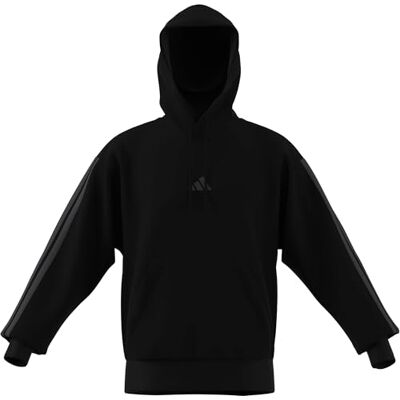 adidas Men's ESSENTIAL THREE STRIPES FLEECE HOODIE, black/carbon, XXL adidas Men's ESSENTIAL THREE STRIPES FLEECE HOODIE, black/carbon, XXL