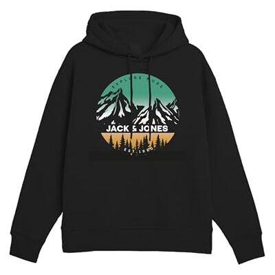 JACK & JONES Men's Jjpeak Sweat Hood Hoodie, black, S JACK & JONES Men's Jjpeak Sweat Hood Hoodie, black, S