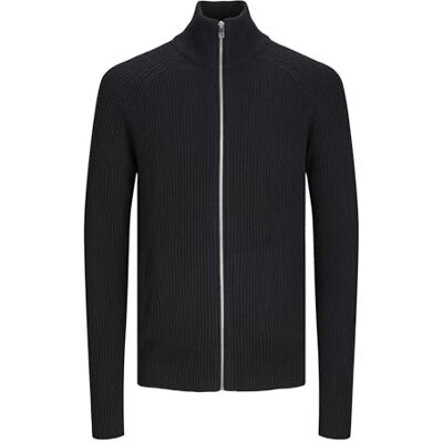 JACK & JONES Jjpannel Aw24 Men's Cardigan with Zip Sweater Cardigan, Black, S JACK & JONES Jjpannel Aw24 Men's Cardigan with Zip Sweater Cardigan, Black, S