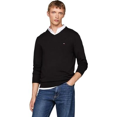 Tommy Hilfiger Men’s V-Neck Essential Cotton Jumper Tommy Hilfiger Men’s V-Neck Essential Cotton Jumper