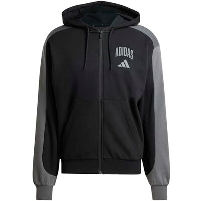 adidas Men's COLLEGIATE FLEECE FULL-ZIP, black/grey six, L adidas Men's COLLEGIATE FLEECE FULL-ZIP, black/grey six, L