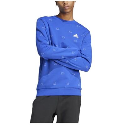 adidas Men's Seasonal Essentials Monogram Graphic Crew Sweatshirt, semi lucid blue, S adidas Men's Seasonal Essentials Monogram Graphic Crew Sweatshirt, semi lucid blue, S