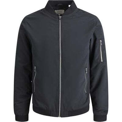 JACK & JONES Mens Rush Bomber Jacket Plus Size Black 4XL JACK & JONES Mens Rush Bomber Jacket Plus Size Black 4XL