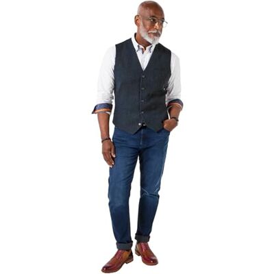 Joe Browns Men's Classic Look Herringbone Button Waistcoat, Regular, Navy, UK 40 Joe Browns Men's Classic Look Herringbone Button Waistcoat, Regular, Navy, UK 40