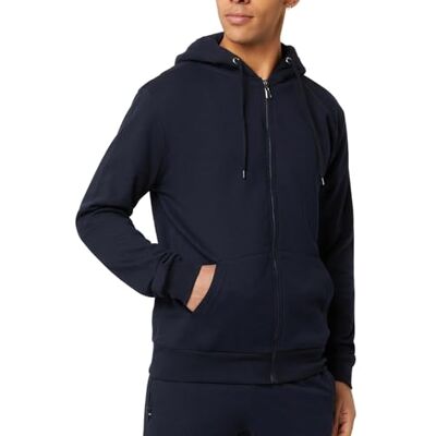 FM London Mens Hyfresh Zipped Hoodie, Navy, S UK FM London Mens Hyfresh Zipped Hoodie, Navy, S UK