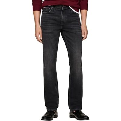 Tommy Hilfiger Men’s Straight Leg Cotton Jeans, Black (Twain Black), 29W/32L Tommy Hilfiger Men’s Straight Leg Cotton Jeans, Black (Twain Black), 29W/32L