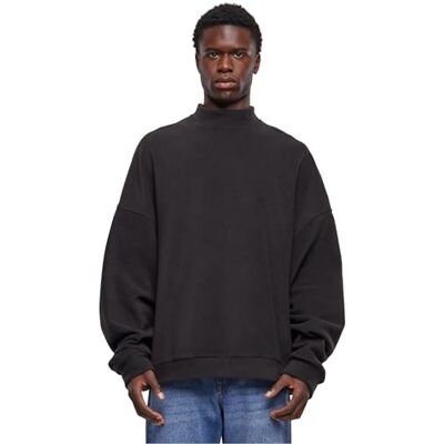 Urban Classics Men's Oversized Polar Fleece Crew Sweatshirt, Black, Urban Classics Men's Oversized Polar Fleece Crew Sweatshirt, Black,