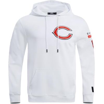 Pro Standard Mens NFL Chicago Bears Classic Chenille Pull Over Hoodie White 2Xl Pro Standard Mens NFL Chicago Bears Classic Chenille Pull Over Hoodie White 2Xl