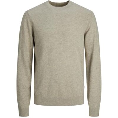 JACK & JONES Men's Jjecarter Knit Crew Neck Sn Knitted Jumper, Oatmeal/Detail: Melange., M JACK & JONES Men's Jjecarter Knit Crew Neck Sn Knitted Jumper, Oatmeal/Detail: Melange., M