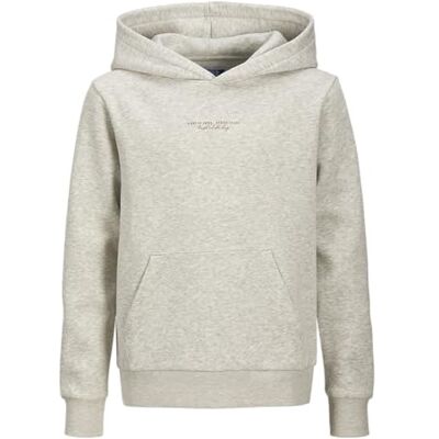 JACK & JONES Men's Jjkenji Sweat Hood Jnr, White melange, 140 JACK & JONES Men's Jjkenji Sweat Hood Jnr, White melange, 140