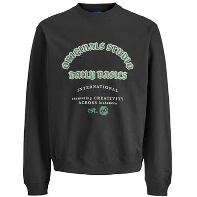 JACK & JONES Jormeadows Front Sweat Crew Neck, black, M JACK & JONES Jormeadows Front Sweat Crew Neck, black, M
