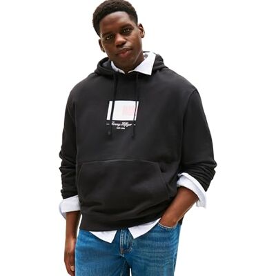 Tommy Hilfiger Men’s Ithaca Hoodie, Black (Black), XXL Tommy Hilfiger Men’s Ithaca Hoodie, Black (Black), XXL