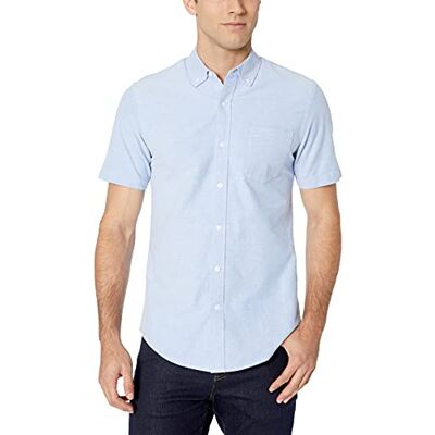 Amazon Essentials Men's Slim-Fit Short-Sleeve Pocket Oxford Shirt, Blue, XL Amazon Essentials Men's Slim-Fit Short-Sleeve Pocket Oxford Shirt, Blue, XL