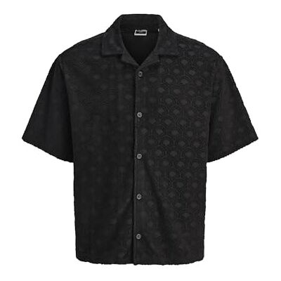 JACK & JONES Men's Jcoinfinity Towel Shirt SS, Black, S JACK & JONES Men's Jcoinfinity Towel Shirt SS, Black, S