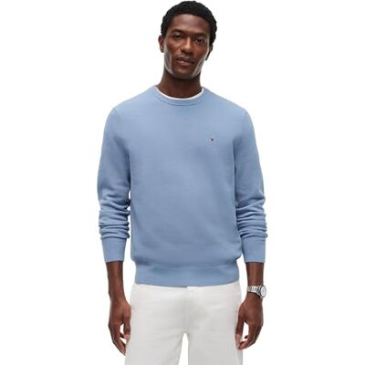 Tommy Hilfiger Men’s Regular Fit Essential Structure Crew Neck Jumper, Blue (Brisk Blue), XS Tommy Hilfiger Men’s Regular Fit Essential Structure Crew Neck Jumper, Blue (Brisk Blue), XS