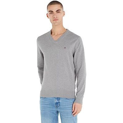 Tommy Hilfiger Men's 1985 V Neck Sweater Mw0mw30956 Pullovers, Grey (Medium Grey Heather), XXL Tommy Hilfiger Men's 1985 V Neck Sweater Mw0mw30956 Pullovers, Grey (Medium Grey Heather), XXL