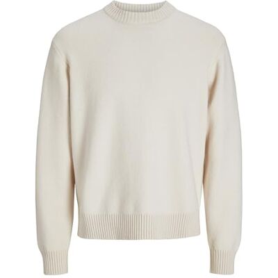 JACK & JONES Men's Joravondale Jacquard Knit Crew Neck Knitted Jumper, Sea Salt, S JACK & JONES Men's Joravondale Jacquard Knit Crew Neck Knitted Jumper, Sea Salt, S