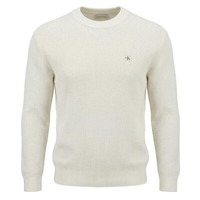 Calvin Klein Men's Ls Ez Cotton Waffle Crwnk SWTR 9 Lv04Rd313G Sweaters, White (Tofu), S Calvin Klein Men's Ls Ez Cotton Waffle Crwnk SWTR 9 Lv04Rd313G Sweaters, White (Tofu), S
