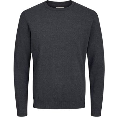 JACK & JONES Male Plus Size Pullover Basic, Dark Grey Blend, 4XL JACK & JONES Male Plus Size Pullover Basic, Dark Grey Blend, 4XL