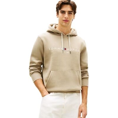 Tommy Hilfiger Men's Hoodie Logo, Beige (Keystone), M Tommy Hilfiger Men's Hoodie Logo, Beige (Keystone), M