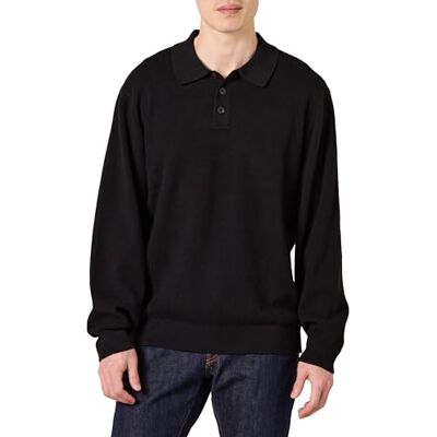Amazon Essentials Men's Relaxed-Fit Knitted Polo Jumper, Black, XL Amazon Essentials Men's Relaxed-Fit Knitted Polo Jumper, Black, XL
