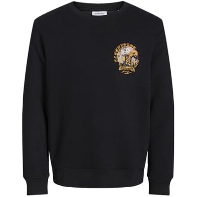 JACK & JONES Men's Jjskull Rock Sweat Crew Neck Sweatshirt, Black/Print:Small, M JACK & JONES Men's Jjskull Rock Sweat Crew Neck Sweatshirt, Black/Print:Small, M