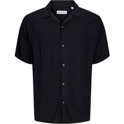 JACK & JONES Jjejeff Solid Resort Shirt S/S SN PLS, Black, 4XL JACK & JONES Jjejeff Solid Resort Shirt S/S SN PLS, Black, 4XL