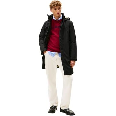 Tommy Hilfiger Men’s Tech Padded Parka with Hood, Black (Black), L Tommy Hilfiger Men’s Tech Padded Parka with Hood, Black (Black), L
