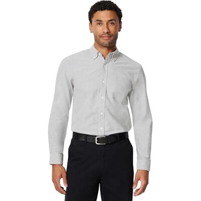 Amazon Essentials Men's Slim-Fit Long-Sleeve Pocket Oxford Shirt, Grey, XXL Amazon Essentials Men's Slim-Fit Long-Sleeve Pocket Oxford Shirt, Grey, XXL