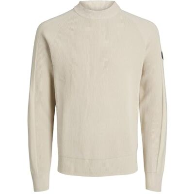 JACK & JONES Men's Jcofilo Knit Mock Neck Sn Knitted Jumper, Moonbeam, XL JACK & JONES Men's Jcofilo Knit Mock Neck Sn Knitted Jumper, Moonbeam, XL