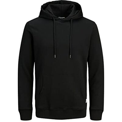 JACK & JONES Jack and Jones Mens Basic Sweatshirt Hoodie with Drawstring Black XXL JACK & JONES Jack and Jones Mens Basic Sweatshirt Hoodie with Drawstring Black XXL