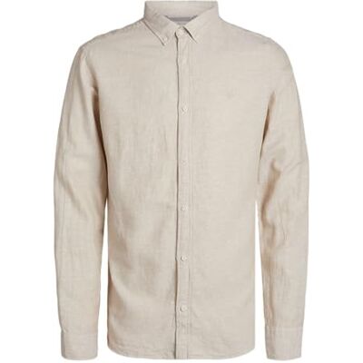 JACK & JONES Jprccmakze Linen Shirt L/S Button Down, Fields of Rye/Fit:Comfort Fit, S JACK & JONES Jprccmakze Linen Shirt L/S Button Down, Fields of Rye/Fit:Comfort Fit, S